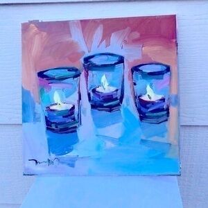 Jose Trujillo Tea Light Candles NEW Original Oil Painting Signed w/ Certificate